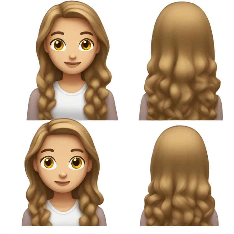 Long light brown hair girl with normal face emoji