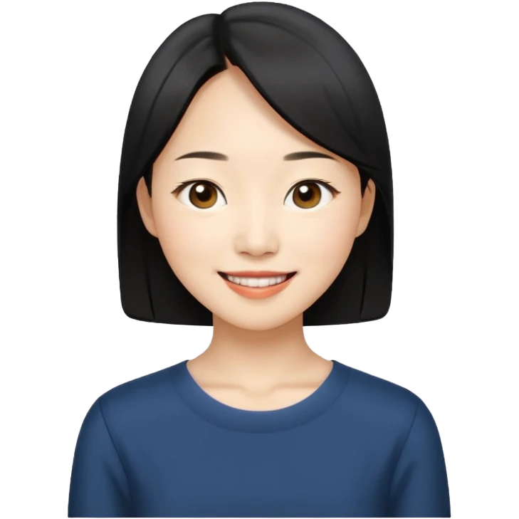 “Cartoon emoji of black hair Gong Hyo-jin, long narrow face, sharp jawline, small almond eyes, high nose bridge, elegant smile, minimal makeup, refined aura” emoji