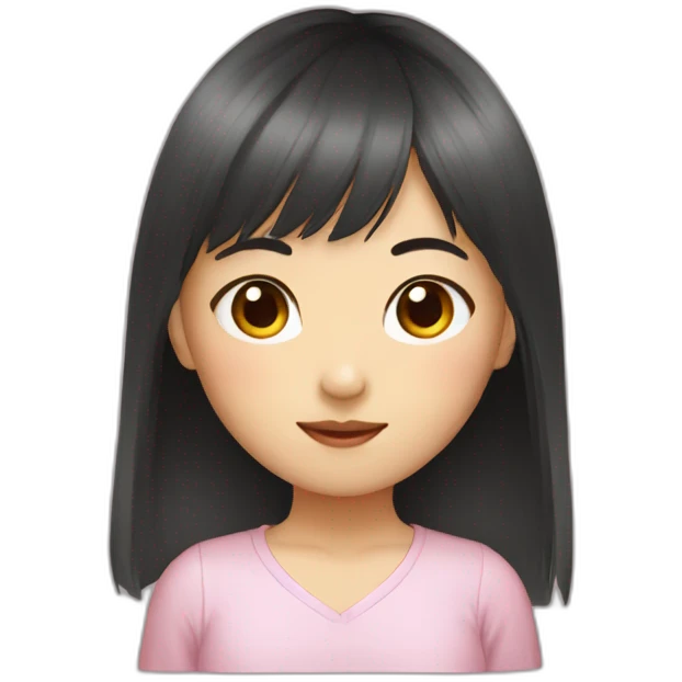 Asian girl hair bangs with rat emoji