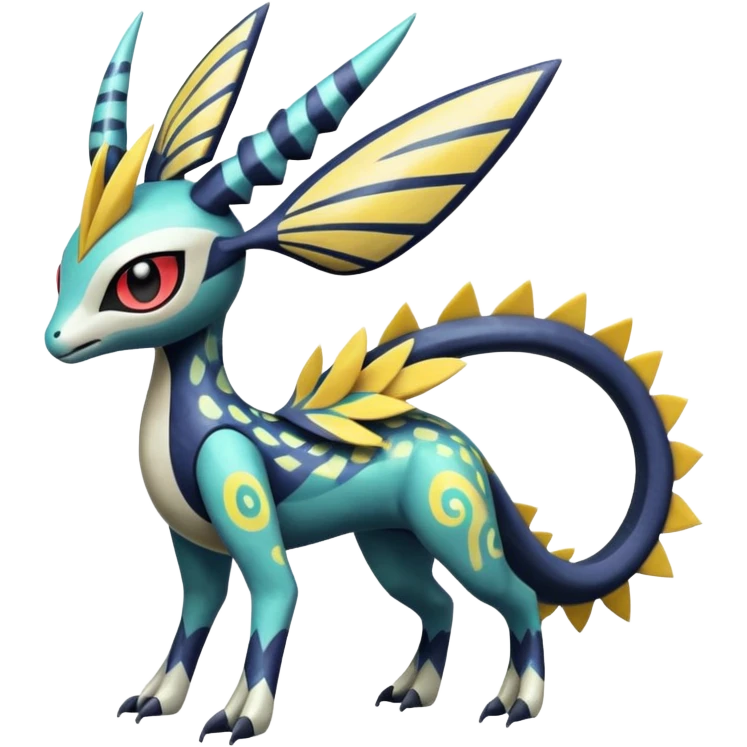 zig-zag-patterned tribal tropical hot spotted Meloetta-Dialga-Giratina-Silvally-Noibat-Pokémon-Fakémon-fusion-hybrid-creature emoji
