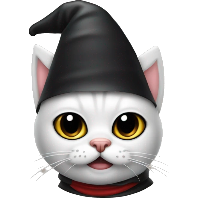 cat wearing a birthday hat and a darth  vader costume emoji