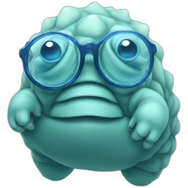 blue tardigrade happy with glasses emoji