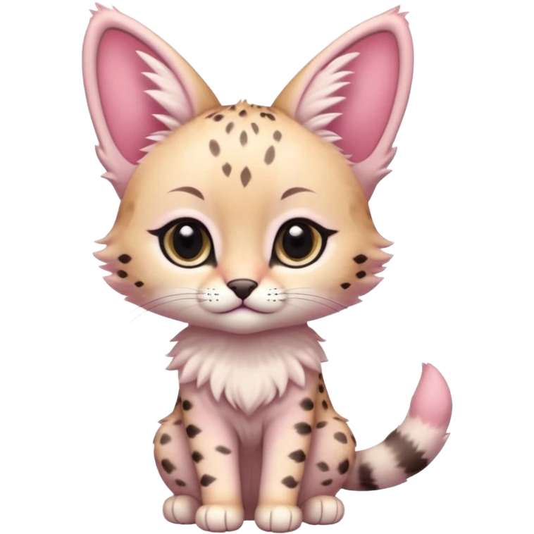 Soft furry fuzzy elegant beautiful pretty Whitish pastel-rosy-pink chibi cute elegant furry kawaii Serval emoji