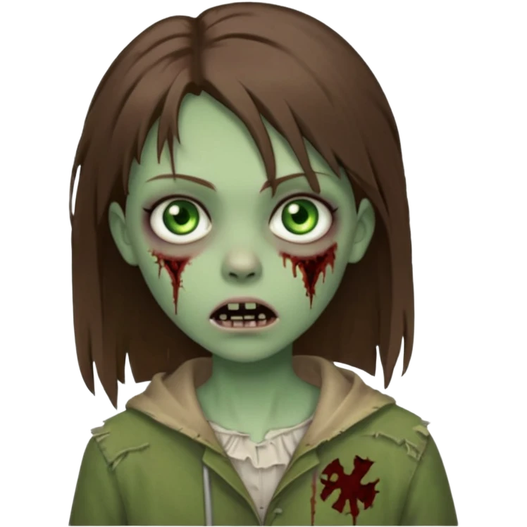 a zombie girl with straight brown hair long  emoji