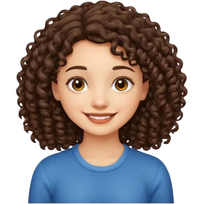 an emoji that describes a cute short curly lolng hair brunette girl emoji