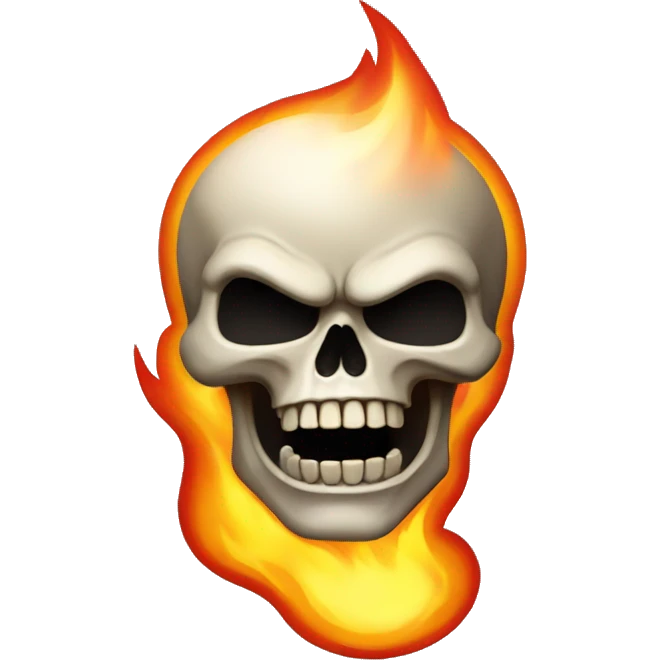 very angry skull on fire emoji