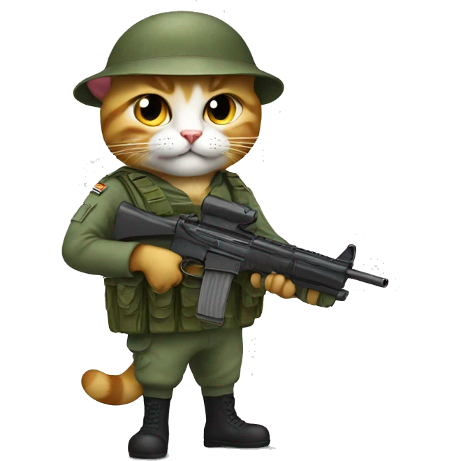 soldier cat with gun emoji