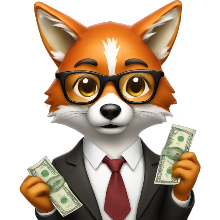 fox with glasses and money emoji