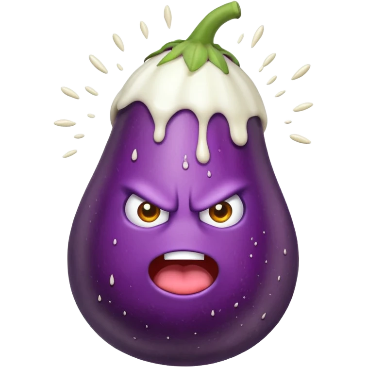 An Angry Eggplant exploding with Milk  emoji