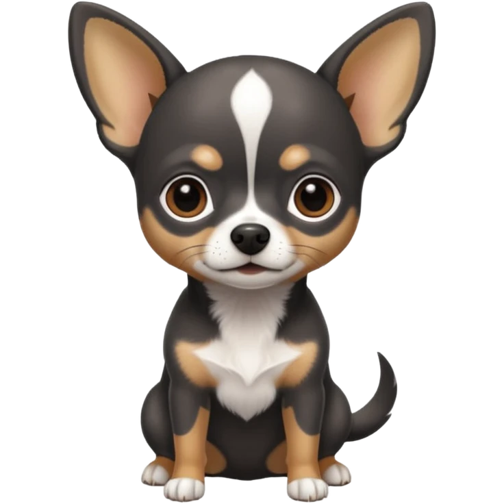 Very Dark grey and black Chihuahua with white markings emoji