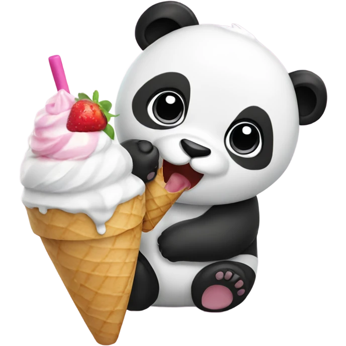 Panda eating ice cream emoji