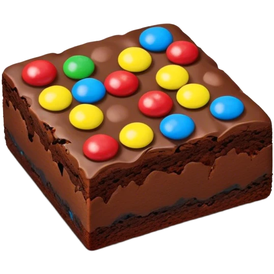 Realistic fudge brownie with mini m&m's emoji