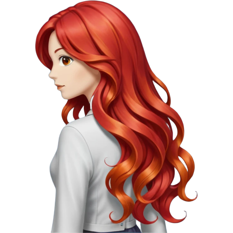 back view of long red hair emoji