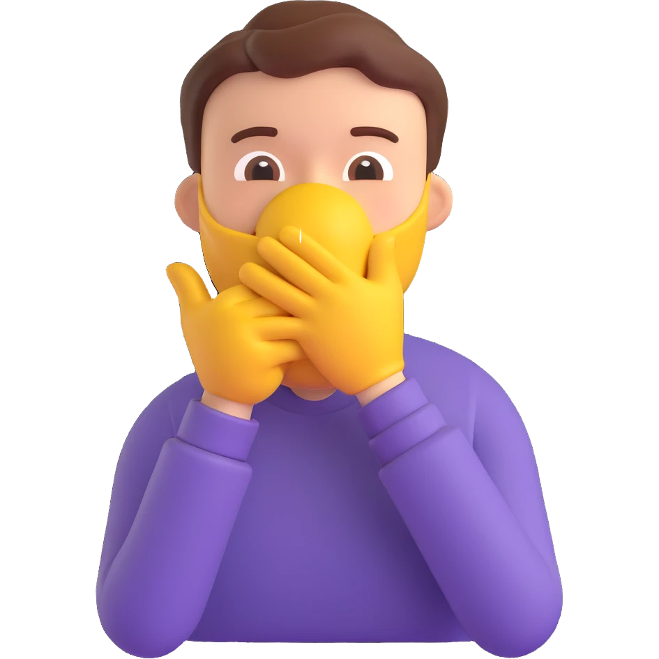 man covering his mouth 3D emoji emoji
