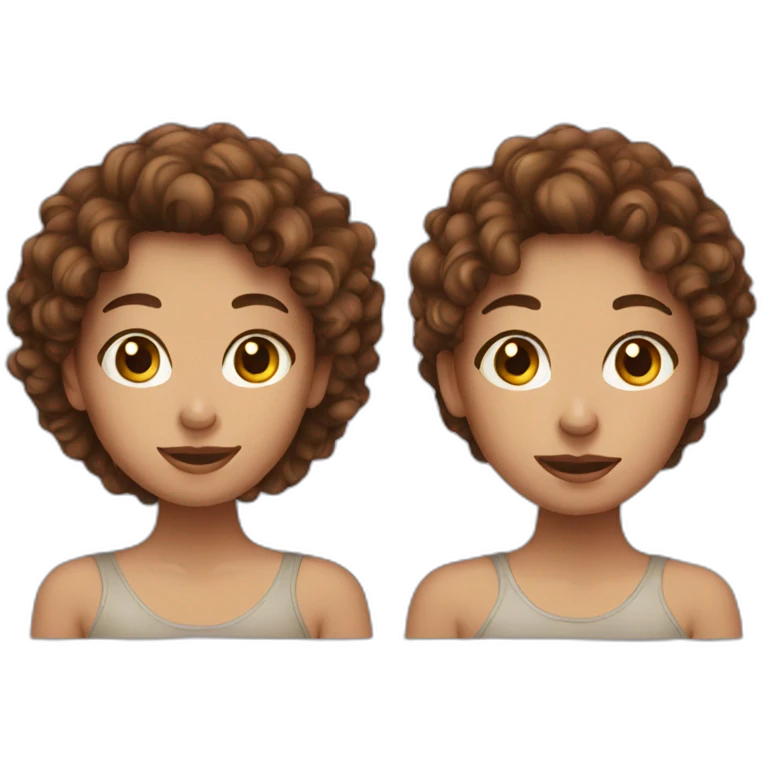 brown curly haired girl and skinny face emoji