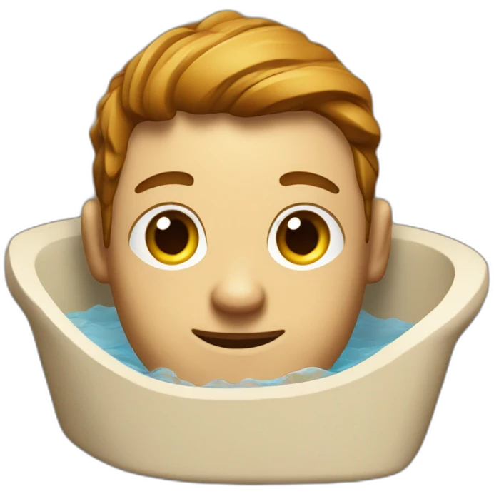 it worker in a hot bathtub made out of wood emoji