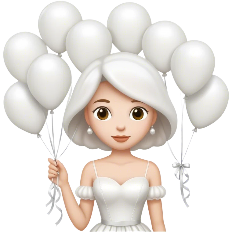 bride with white balloons emoji