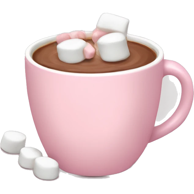 Light Pink mug of hot chocolate with marshmallows  emoji