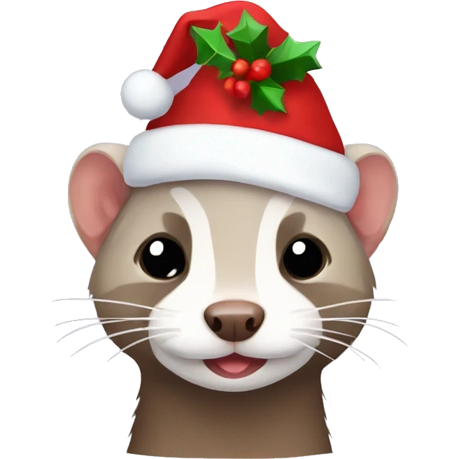 Ferret wearing Christmas hat  emoji