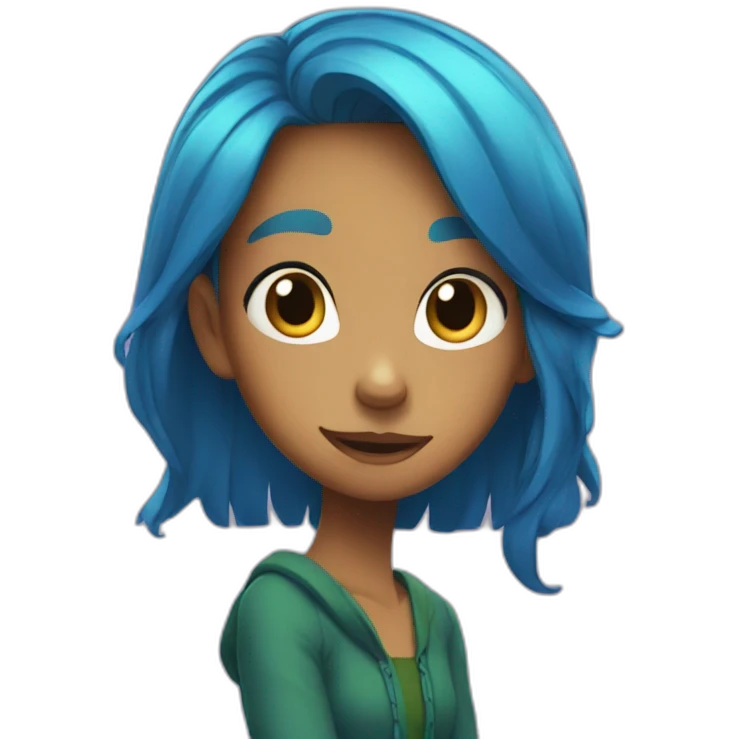 Anne from Amphibia with blue hair emoji
