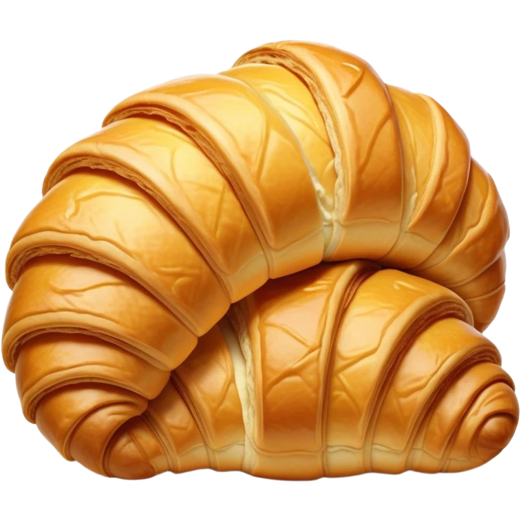 Cinematic golden croissant, perfectly flaky with crisp layers, slightly cracked to reveal buttery soft interior, warm golden glow, highly detailed and inviting. emoji