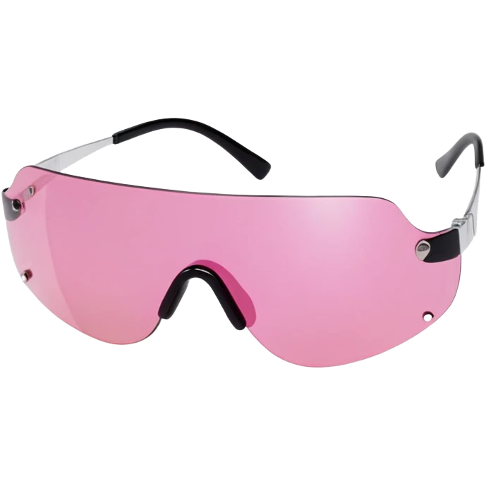 frameless pink tinted shield visor sunglasses, Y2K aesthetic, one-piece lens emoji