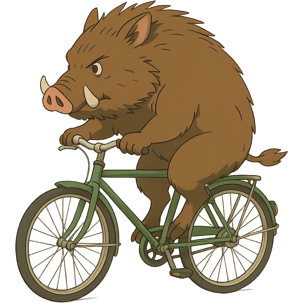 ghibli style wild boar cycling emoji