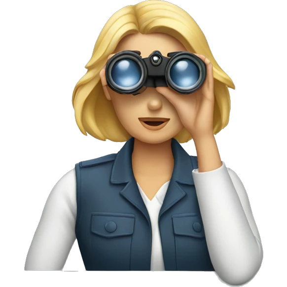 woman holding binocular up to her face emoji