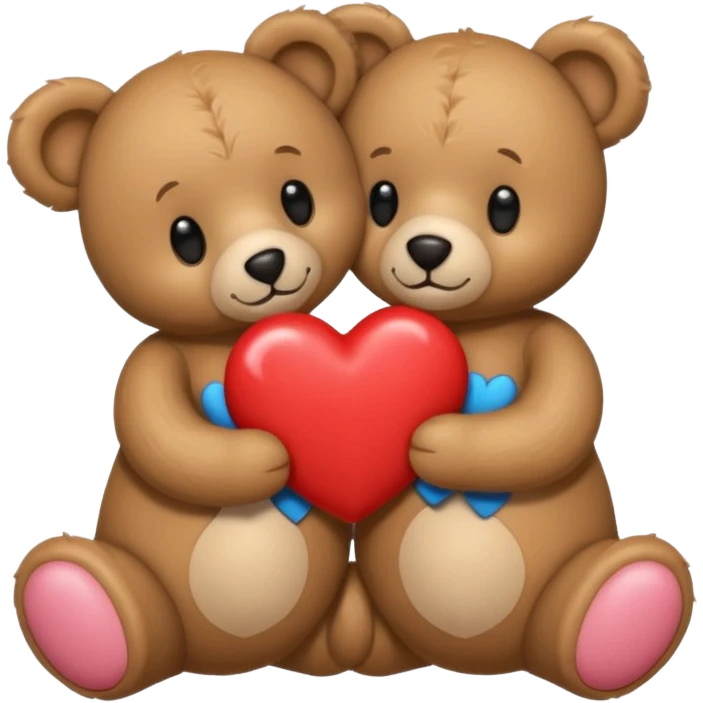 Teddy hugging another teddy with hearts emoji
