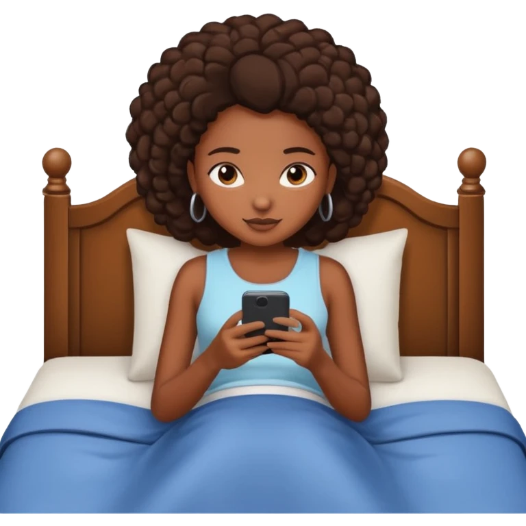 black girl texting on bed emoji