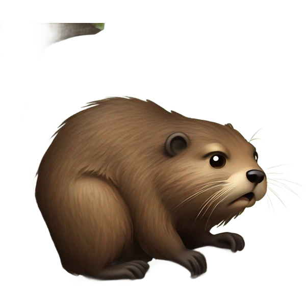 Crying beaver in a tree emoji