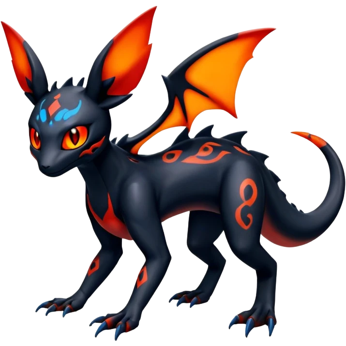 Guilmon-Salandit-Umbreon-Fakémon-hybrid-creature (full body)  emoji