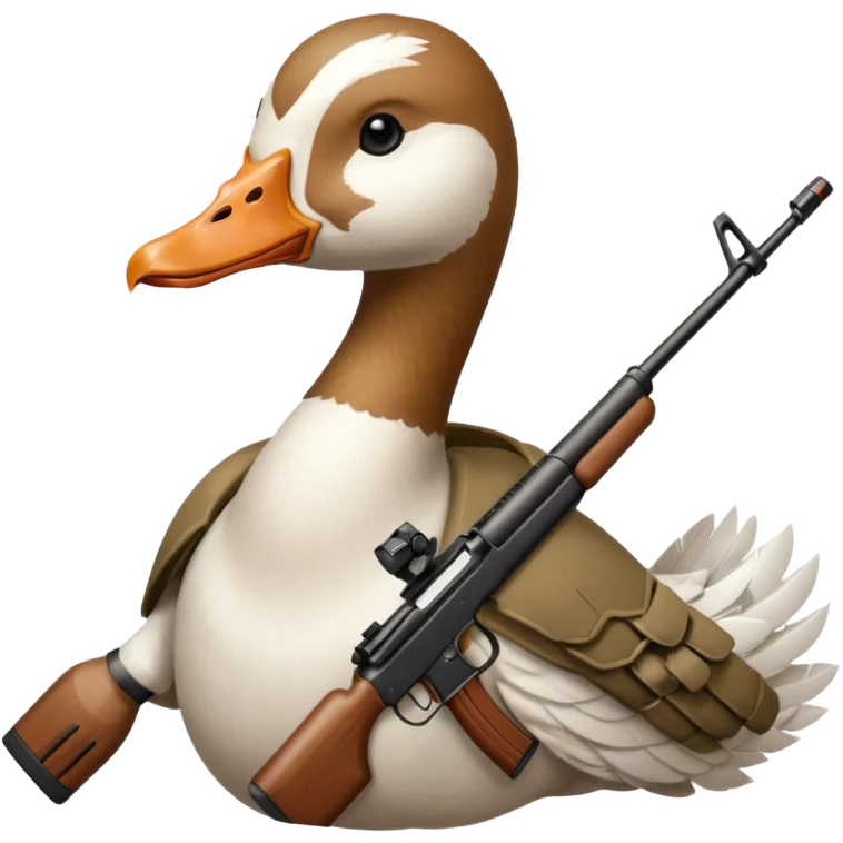 Goose with an automatic rifle emoji