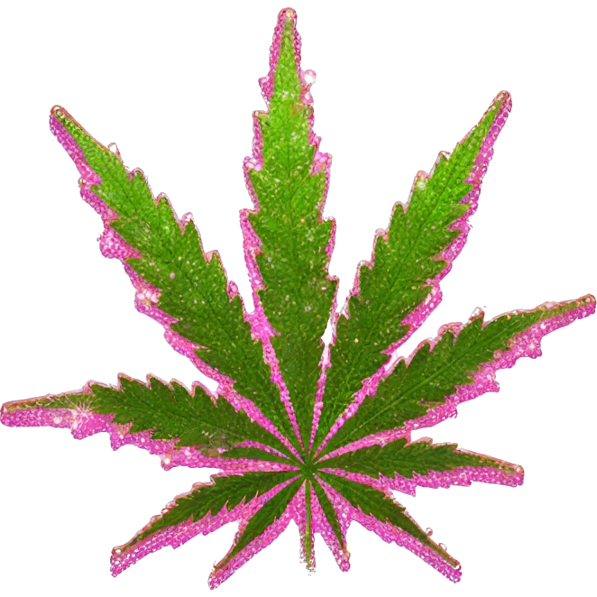 pink sparkly cannabis emoji