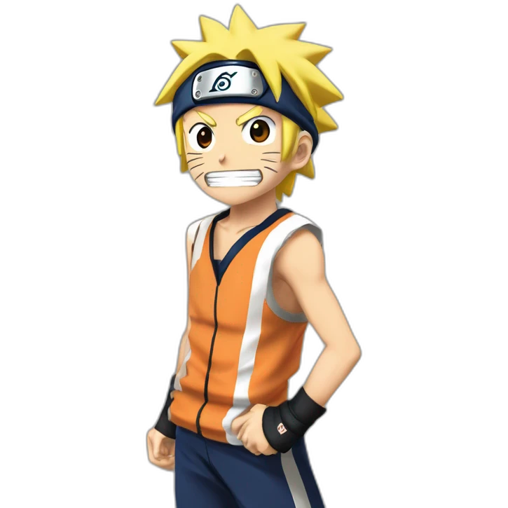 Naruto qui joue au foot ac l'équipage de Luffy et minato emoji