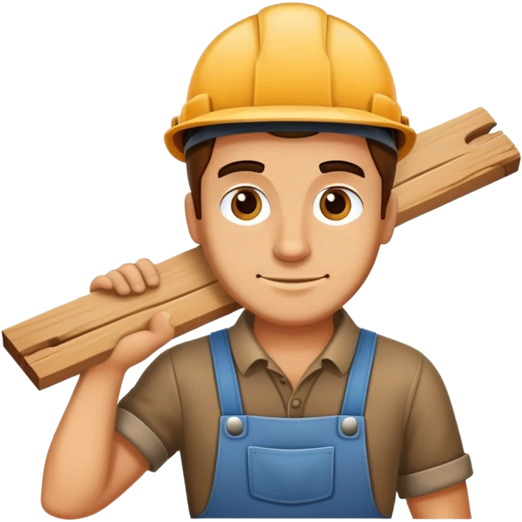 carpenter with wooden plank emoji