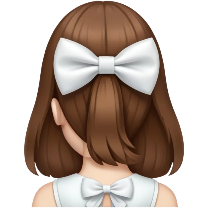 Brown hairs with white bow from the back emoji