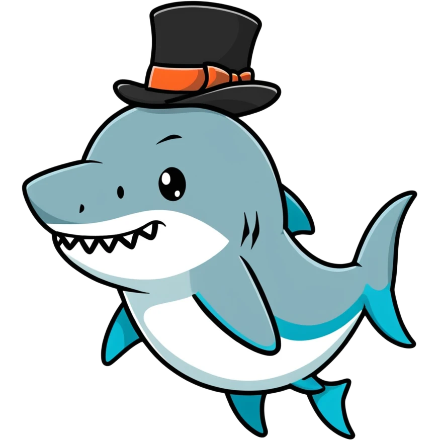 Shark with a top hat emoji