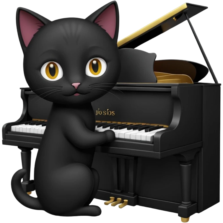 chat de couleur noir  qui joue du piano emoji