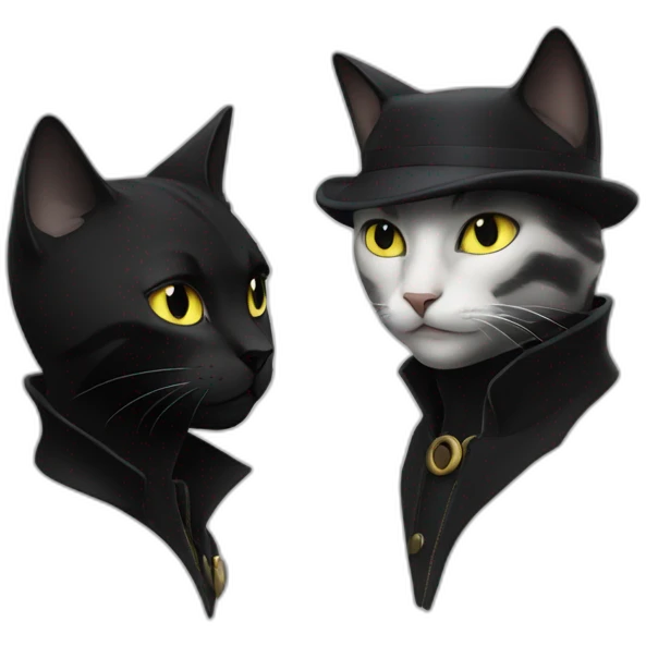 Chat noir et chat noir et blanc emoji