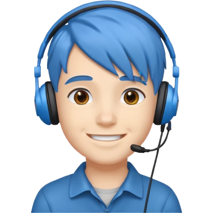 Boy gamer with headset, blue hair











 emoji