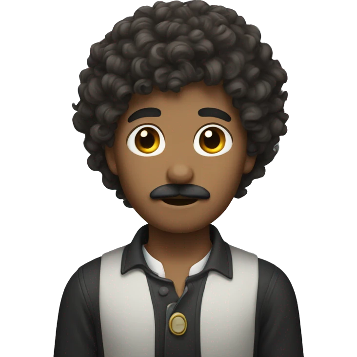Curly hair boy with mustache  emoji