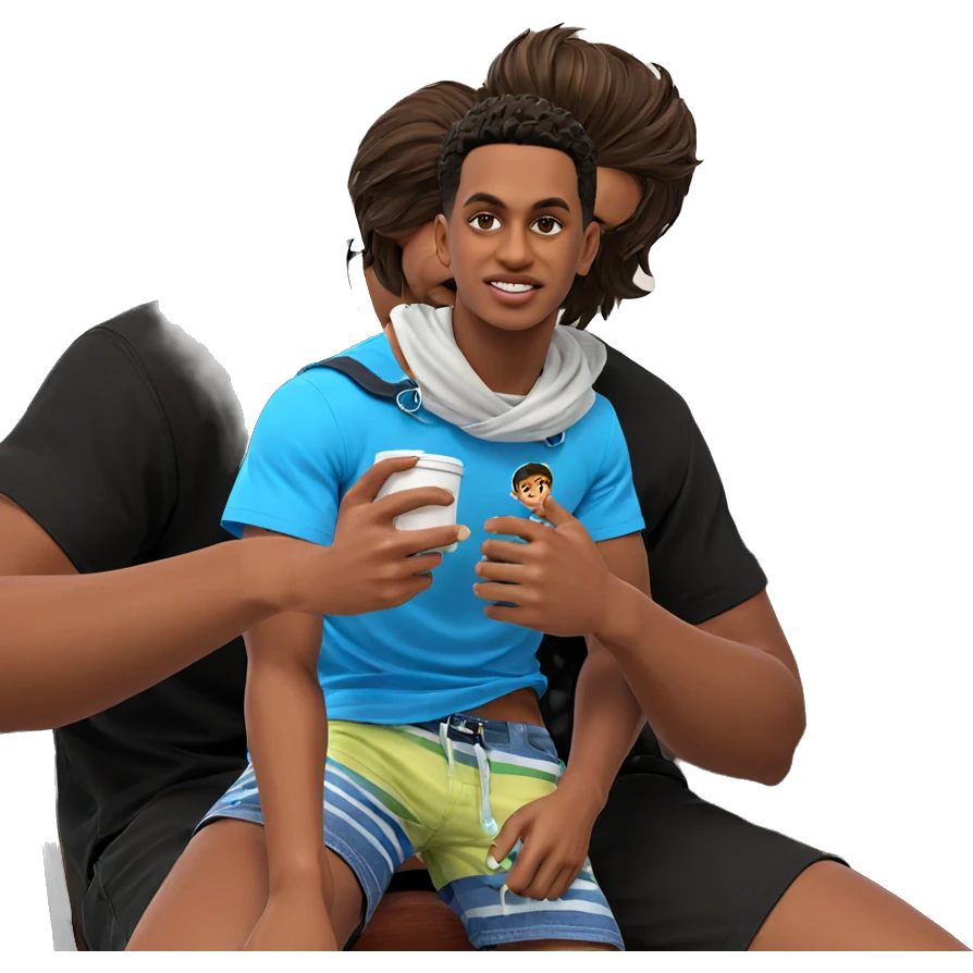 boys in casual summer style emoji
