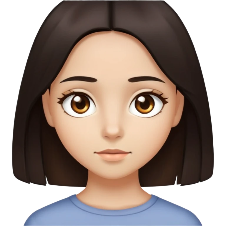 Girl with light medium skintone, dark brown almond eyes, dark below shoulder straight hair emoji