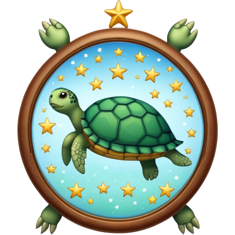 Mirror with turtle and stars emoji