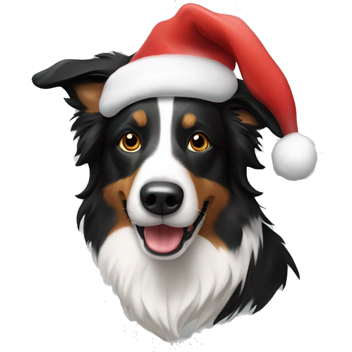 Border collie with Santa Hat emoji