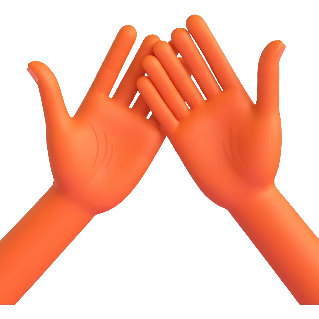 Two open hands in emoji style, tilted to the right as if pushing a swing, with motion lines behind them to show movement. Minimal background, clean cartoon style emoji