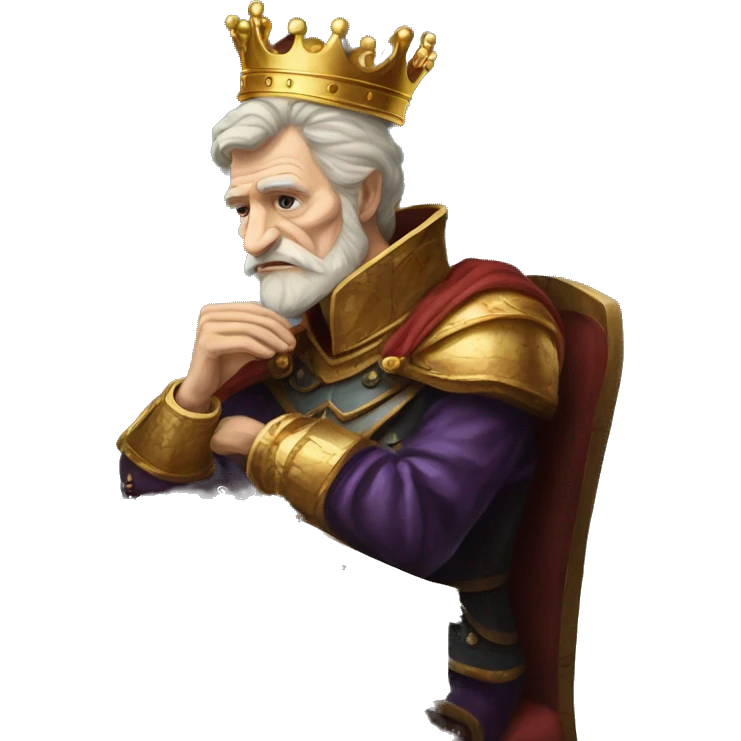 Vintage King Claudius hamlet old man big beard gold crown playing chess emoji