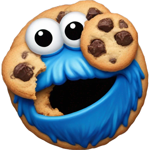 cookie monster devouring a cookie emoji