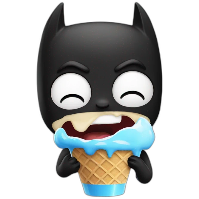 Batman crying while eating ice cream emoji